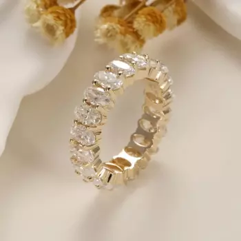 Обручальное кольцо с муассанитом, желтое золото 585 пробы, 3 Х5 мм