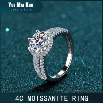 Обручальное кольцо с овальным муассанитом 2-3 карата, обручальное кольцо из стерлингового серебра с родиевым покрытием и овальной стелькой с бриллиантами, обручальное кольцо для женщин