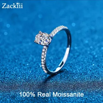 Обручальное кольцо с овальным муассанитом 1 карат, обручальное кольцо из стерлингового серебра с родиевым покрытием и овальной стелькой с бриллиантами, обручальное кольцо для женщин