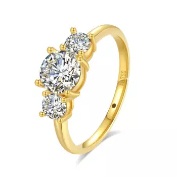 обручальные кольца Женское золотое кольцо с муассанитом, 18 К, 3 камня золотое кольцо 750 пробы кольцо с муассанитом бижутерия