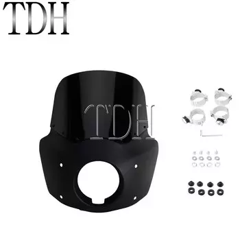 Обтекатель для фар Thug/Club Style, 11/15 дюймов, черный для Harley Dyna Wide Glide EFI FXDWGI FXDWG 2006-2017, лобовое стекло с комплектом кронштейнов