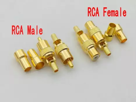 Обжимной разъем RCA Male/RCA Female для кабеля RG58 RFC195 RG142 RG400 LMR195, 100 шт.