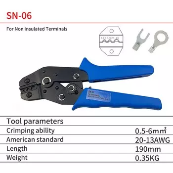 Обжимные плоскогубцы серии SN, ширина 4 мм, изолированные клеммы для труб, Электрический зажим, Мультитул, ручные инструменты