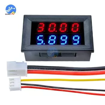 occkic Мини Цифровой Вольтметр Амперметр Синий Красный