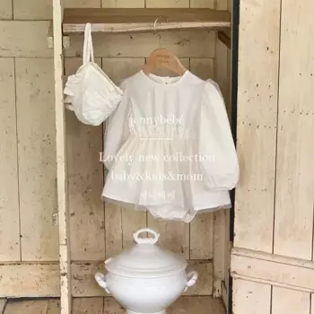 Очаровательное детское Тюлевое платье, Комбинезоны и шапка, весна-осень, детское Тюлевое Кружевное боди с длинным рукавом, детское цельное платье