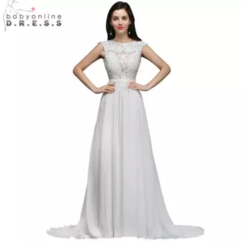 Очаровательные пляжные свадебные платья с фестонами и открытой спиной, шифоновое кружевное свадебное платье без рукавов со шлейфом, Vestido de Noiva