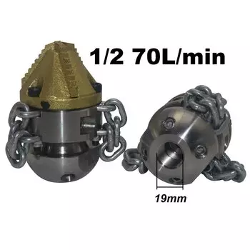 Очистка трубопровода высокого давления, алмазная насадка для очистки веревки, цепной ремень, вращающаяся канализационная насадка G3/8 G1/2, 7 отверстий
