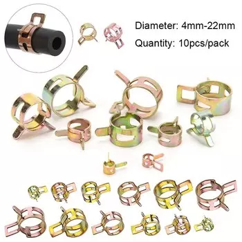 Оцинкованные пружинные хомуты 4-22 мм, 10 шт.