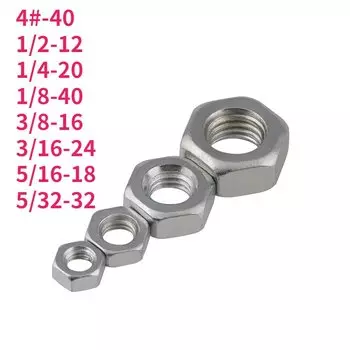 Оцинкованные шестигранные гайки из углеродистой стали 4 #-40 1/2-12 1/4-20 1/8-40 3/8-16 3/16-24 5/16-18 5/32-32