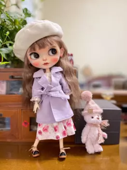 Одежда Blythe винтажная Длинная ветровка с юбкой и брюками 1/6 30 см BJD аниме девушка (подходит для Pullip,Ob24, Licca)
