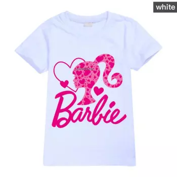 Одежда для девочек и мальчиков, футболки, костюмы, летний детский топ для косплея Барби, футболка с коротким рукавом, хлопковые футболки A