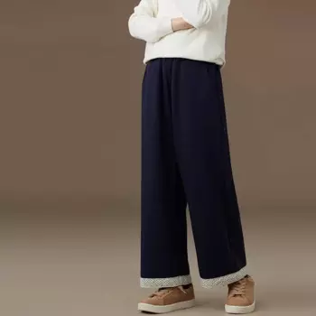 Одежда для девочек, шикарные брюки в корейском стиле Ankora, красные винтажные хлопковые повседневные прямые брюки-клеш с высокой талией и карманами