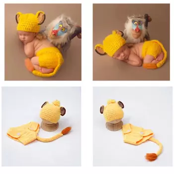 Одежда для фотосъемки новорожденных Simba шапка Львенок и штаны реквизит мягкий вязаный шерстяной тканый костюм наборы детские аксессуары для фотосъемки