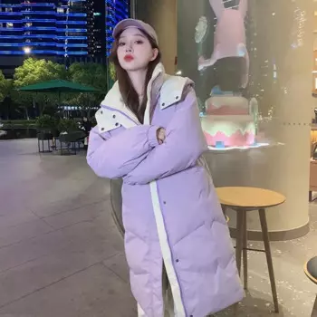 Одежда для хлеба, пуховик с хлопковой подкладкой, Женское пальто, новинка 2023, зимнее теплое пальто Parker, модная свободная длинная толстая куртка с капюшоном