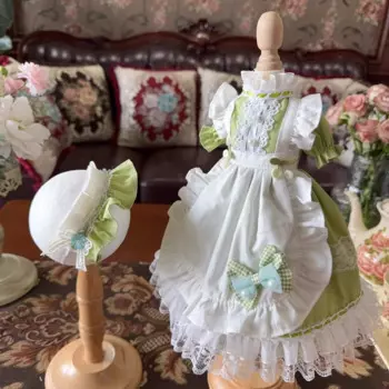 Одежда для куклы BJD, подходит для 1/3, 1/4, 1/6, размер Blythe, цвет зеленый, с коротким рукавом и бантом, длинная юбка, платье, аксессуары для кукол