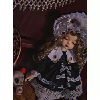 Одежда для куклы BJD, подходит для платья 1/4 1/6 размеров с черным бантом и юбкой Ло, комплект из 4 предметов, аксессуары для кукол