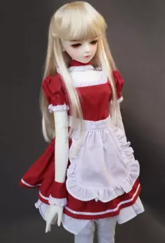 Одежда для куклы BJD, подходит для размера 1-3, 1-4, 1-6, одежда для малышей, темно-красное платье горничной, аксессуары для одежды