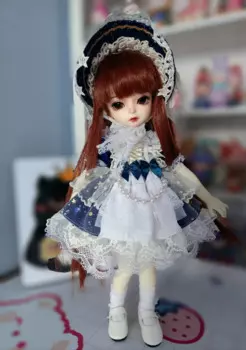Одежда для куклы BJD, подходит для размера 1/3, 1/4, 1/6, синего цвета, кружевное платье звездного неба, аксессуары для кукол (головной убор + юбка + суеты + носки)