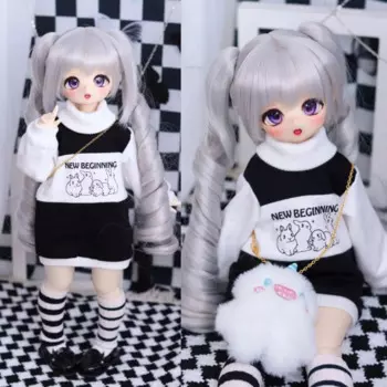 Одежда для куклы BJD, подходит для шарнирной куклы размера 1/4, черно-белая одежда для шарнирной куклы 1/4, набор аксессуаров для кукол (3 балла)