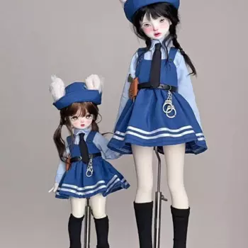 Одежда для куклы bjd, подходящая для 1/4 1/6, синий комплект полицейского платья с длинными рукавами и кроликом, аксессуары для кукол