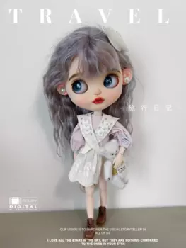 Одежда для куклы Blythe, подходит для кукол 1/6 OB24, новинка, женская розовая юбка с котом, топ + воротник, Детская летняя