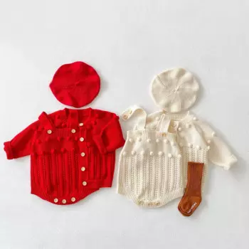 Одежда для весны и осени, трикотажный комбинезон для младенцев и малышей, трикотажный кардиган из хлопковой пряжи для мальчиков и девочек