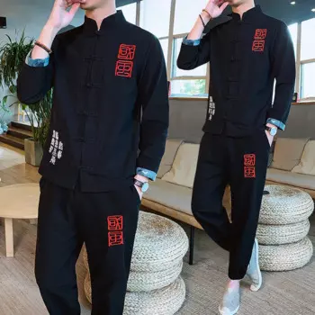 Одежда из хлопкового слединга 2020 heren Для мужчин комплект весенний мужской спортивный комплект из 2 частей спортивный костюм куртка + штаны, спортивный костюм мужской спортивный костюм Азиатский Размеры Moda Hombre