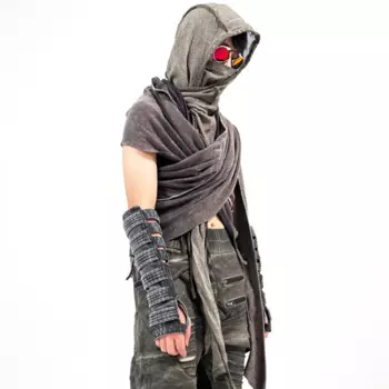Одежда в стиле Wasteland, Женская авангардная шаль из чистого хлопка, потертая Асимметричная рубашка с капюшоном, Мужская футболка, накидка