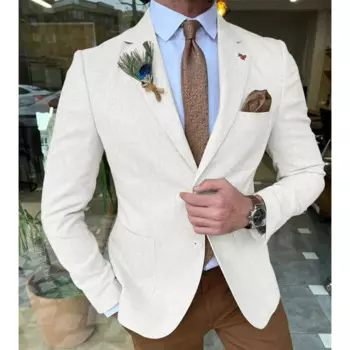 Однобортный мужской черный льняной пиджак, элегантный модный повседневный розовый мужской пиджак с тонким воротником, 2024, летние мужские костюмы жениха