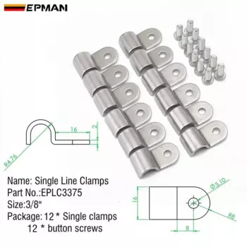 Однолинейный зажим EPMAN Зажимы топливопровода 3/8 "и 3/16" и 1/4" SS 1 упаковка подходит для топлива, воздуха, электрики, тормоза, линии и т. д. EPLC3187