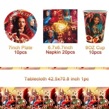 Одноразовые наборы посуды Disney Descendants Красная тематика