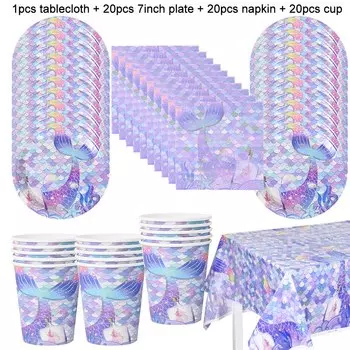 Одноразовый набор посуды "Русалочка" xunyihappy