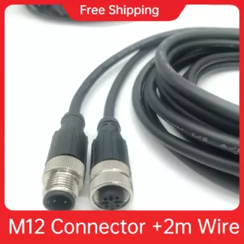 Односторонний соединитель M12, адаптер 45812 Pin RCA/DC Линейный штекер, водонепроницаемый кабель AV Auto Jack 2 м, ПВХ авиационный разъем