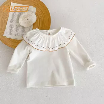 Однотонная футболка с длинным рукавом для девочек 0-3 лет