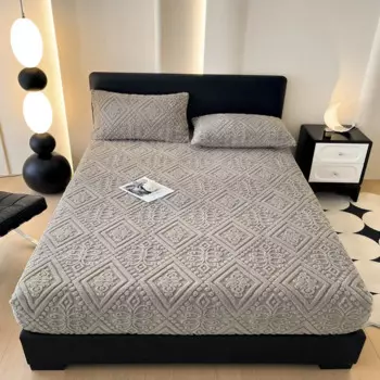 Однотонная натяжная простыня Jaqucard в европейском стиле ретро Бархатный Чехол на матрас зимний теплый комплект постельного белья с наволочками