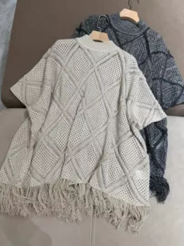 Однотонная Повседневная накидка из чистого кашемира в стиле ретро