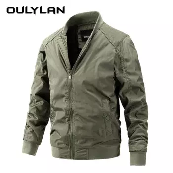Однотонная тонкая мужская куртка, большой повседневный Тонкий Топ, модная универсальная Свободная куртка на молнии с карманами, одежда