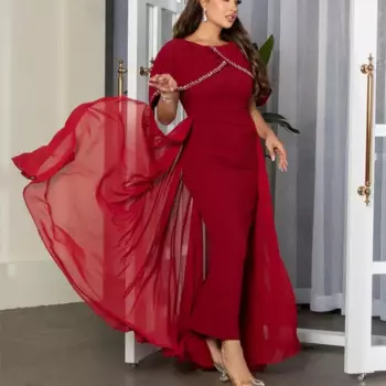 Однотонное платье с круглым вырезом для выпускного вечера, женское элегантное платье длиной до щиколотки, прямое вечернее платье