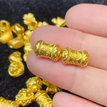 Однотонные 24K желтые золотые бусины 3D Резные золотые свободные бусины 0,5 г 1 шт.