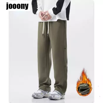 Однотонные модные теплые прямые повседневные спортивные брюки, хлопковые мужские брюки, новинка, Осень-зима, мужские спортивные брюки с карманами и завязками, длинные брюки