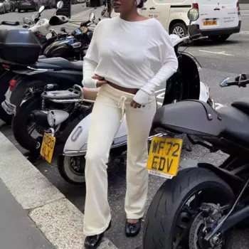 Однотонные вязаные базовые брюки для женщин, осень 2024, Модные свободные повседневные Прямые брюки с высокой талией и кулиской