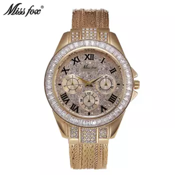 Официальный бренд Бесплатная доставка золотые медные полосы модные женские часы из циркония