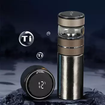 Офисный термос, двухслойные термосы из чистого титана, посуда для напитков с дисплеем температуры, автомобиль, путешествия, бизнес-бутылка для воды, 500 мл