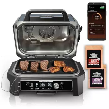 OG951 Woodfire Pro Connect Premium XL уличный гриль и коптильня, Bluetooth, с поддержкой приложения, мастер гриль 7 в 1, коптильня для барбекю,