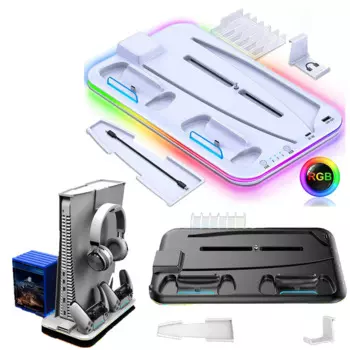 Охлаждающая док-станция RGB для Sony PlayStation 5, док-станция с двойными контроллерами и RGB светильник, охлаждающий вентилятор для PS VR2, игровые аксессуары