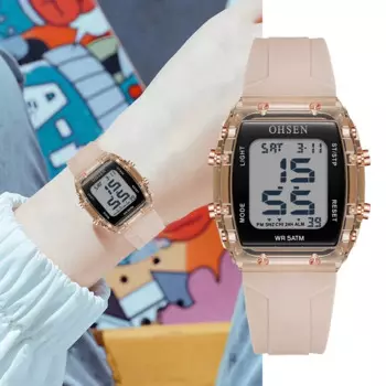 OHSEN женские цифровые часы модные бежевые водонепроницаемые электронные женские спортивные часы для девочек женские светодиодные часы relogio feminino