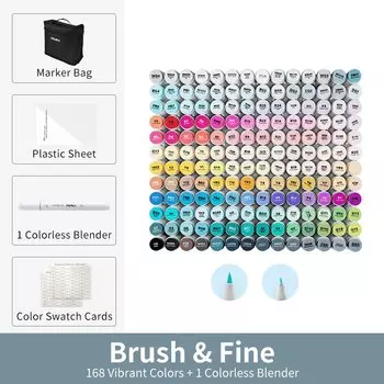 Ohuhu Honolulu, 168 цветов, маркеры