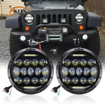 OKEEN 60 Вт 7 дюймов светодиодные фары DRL дальнего света для Jeep Wrangler неограниченное количество фар мотоцикла для Harley Touring Yamaha 12V 24V