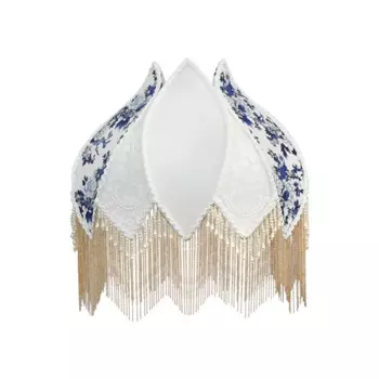 Okeyi французский ретро синий и белый фарфор белый жемчуг медная цепочка из бисера вся латунная настольная лампа торшер абажур бытовой