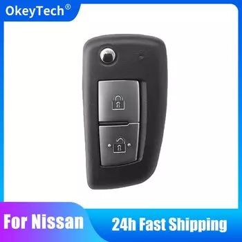OkeyTech 2-кнопочный пульт дистанционного управления для автомобильного ключа, брелок для Nissan Qashqai Sunny NV200, автоматический складной чехол для ключей с необрезанным лезвием